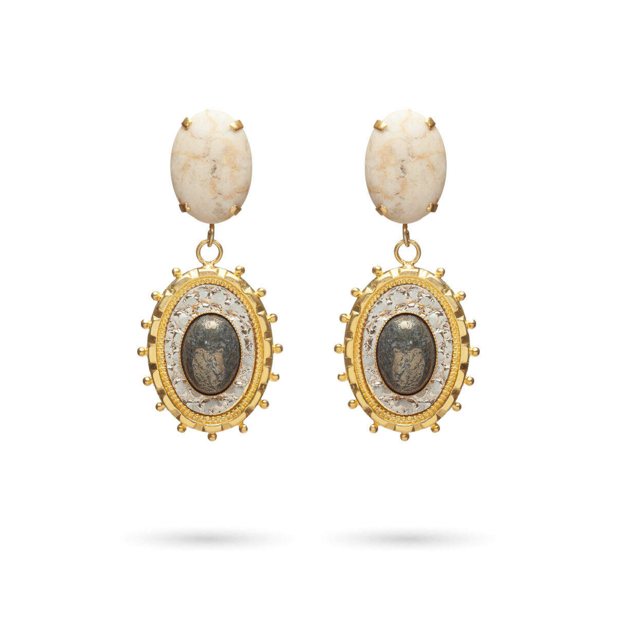 Zaha earrings - beige and grey