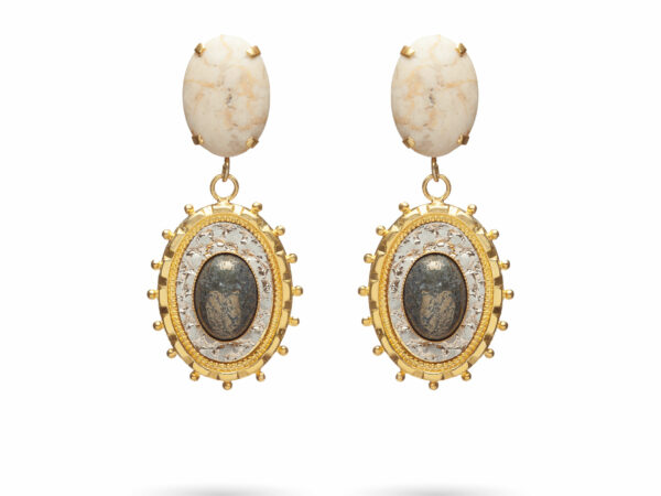 Zaha earrings - beige and grey
