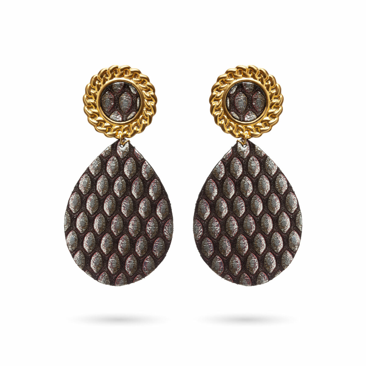 Rokhaya Earrings - Brown and silver