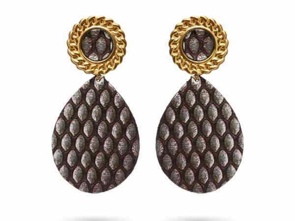 Rokhaya Earrings - Brown and silver