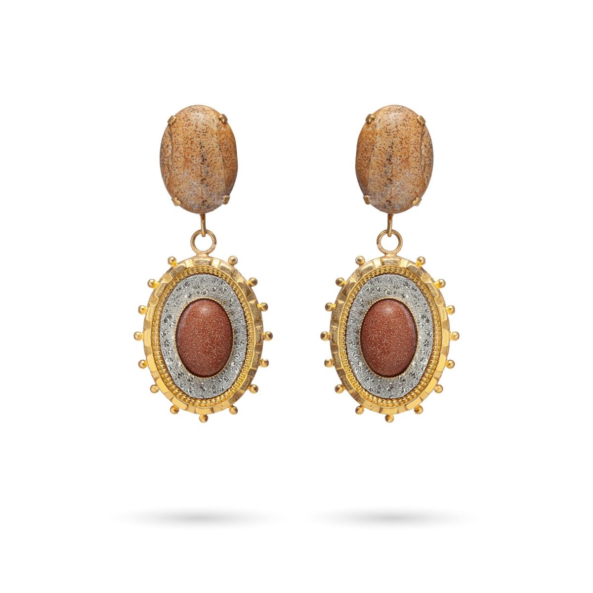 Earrings Zaha - Beige and Salmon