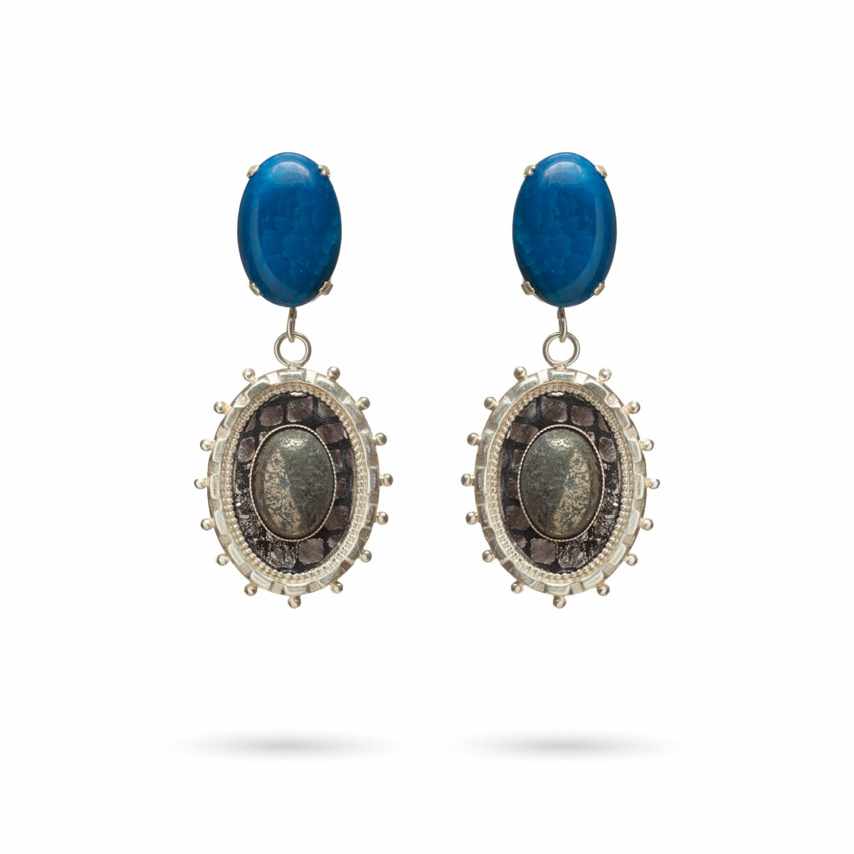 Zaha Earrings - Silver and blue