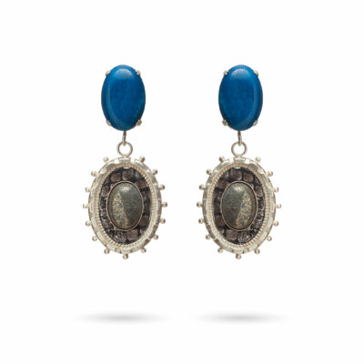 Zaha Earrings - Silver and blue