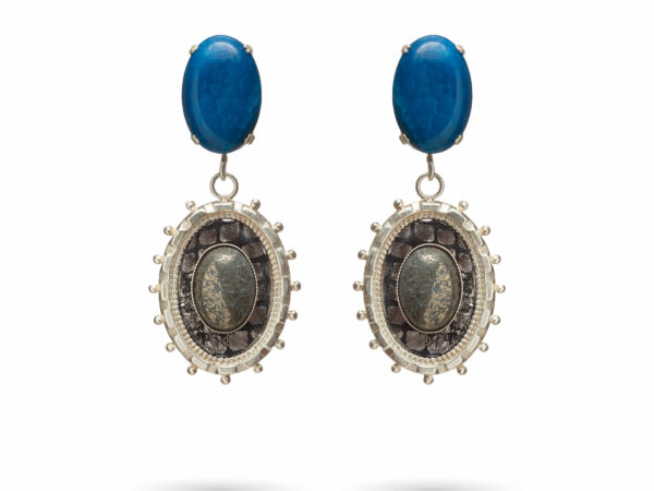 Zaha Earrings - Silver and blue