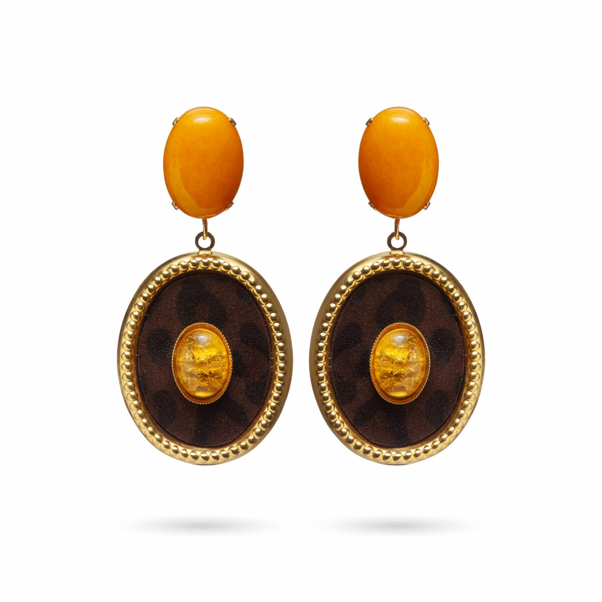 Zaha earrings - leopard and yellow