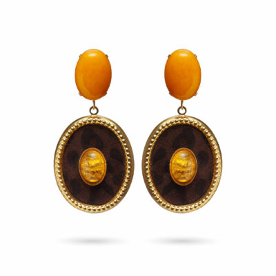 Zaha earrings - leopard and yellow