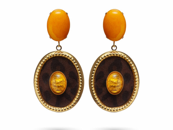 Zaha earrings - leopard and yellow