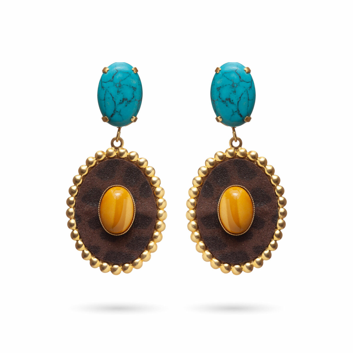 Zaha Earrings - Leopard and blue