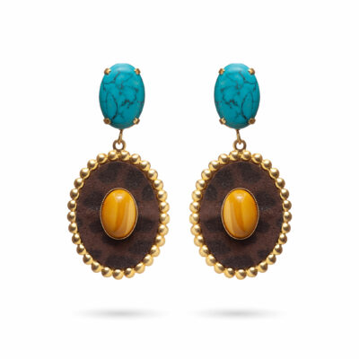 Zaha Earrings - Leopard and blue