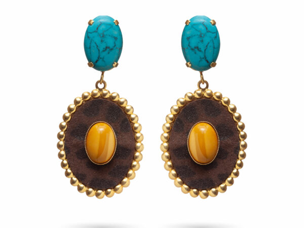 Zaha Earrings - Leopard and blue