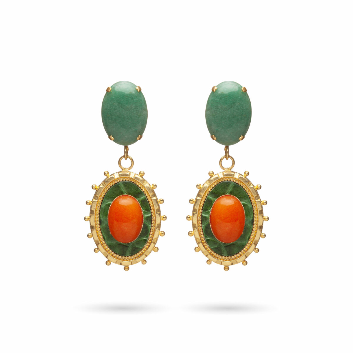 Zaha Earrings - Green and orange