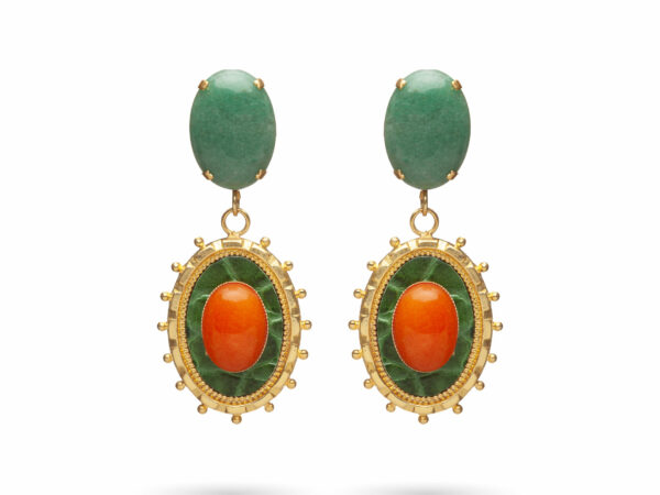 Zaha Earrings - Green and orange