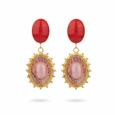 Bijoux d'oreilles Zaha - Rose et Rouge