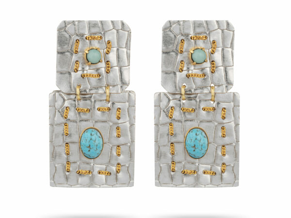 BIJOUX D'OREILLES INDIRA ARGENT ET TURQUOISE Bijoux d'oreilles Indira Fauve - Bleu