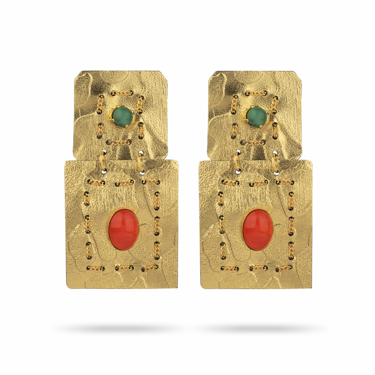 Bijoux d'oreilles Indira - Vert et Orange