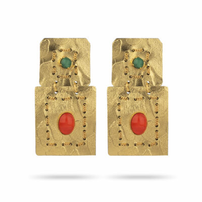 Bijoux d'oreilles Indira - Vert et Orange